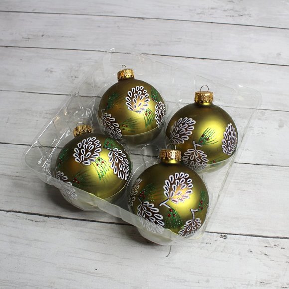 Victorian Christmas Tree Ornament Lot of 4 Glass Bulbs Pinecones - Picture 4 of 6